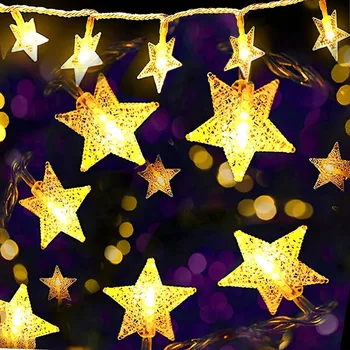 2,5 / 3 м светодиодные гирлянды со звездами, Рождественская гирлянда, гирлянда для занавесок, сказочные лампы с батарейным питанием от USB Xmsa, украшения для свадебной вечеринки Изображение