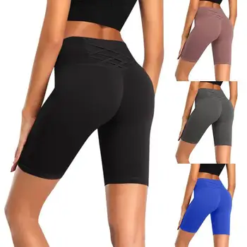 2023 Женские энергетические шорты для йоги с высокой талией, бесшовные облегающие эластичные спортивные шорты, Летние леггинсы для фитнеса в спортзале Изображение