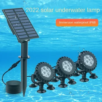 2023 Новая Солнечная Подводная лампа, Водонепроницаемая Пейзажная Присоска, Красочный Подводный Рокарий, бассейн, Пруд с рыбками, лампа для аквариума Изображение