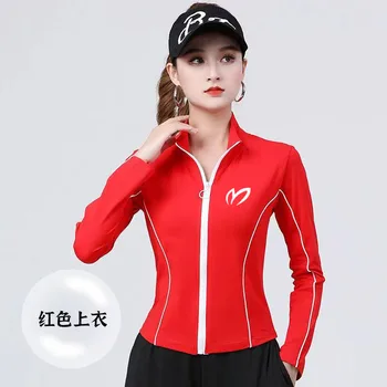 2023 Осень и зима, Корея, женский топ для гольфа на молнии, спортивный Модный топ для фитнеса, женская куртка для гольфа, мода для отдыха, женская куртка для гольфа Изображение