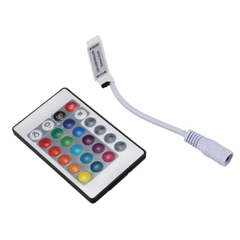 24-кнопочный мини-ИК-пульт дистанционного управления для светодиодной ленты RGB Изображение