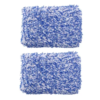 2X Салфетка для чистки автомобиля высокой плотности, супер мягкая салфетка для мытья автомобиля, полотенце для мытья автомобиля из микрофибры, губчатый блок синего цвета Изображение