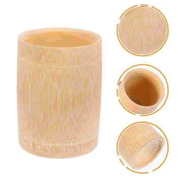 4 шт. Бамбуковая чайная чашка, стеклянные Винтажные чашки, кружка для хранения молока в стиле ретро Изображение