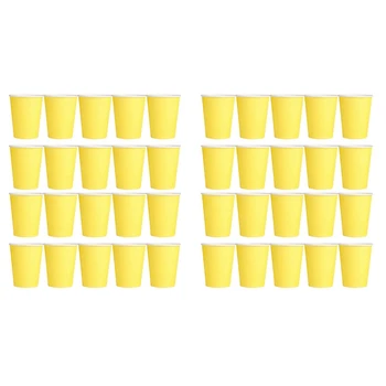 40 бумажных стаканчиков (9 унций) - Однотонная посуда для дня рождения для кейтеринга (желтый) Изображение