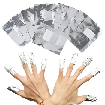 50/100 шт. / пакет Алюминиевая фольга для ногтей, лак для ногтей, Обертывания для снятия лака, полотенце для ногтей, Средство для снятия геля, Инструменты для маникюра Изображение