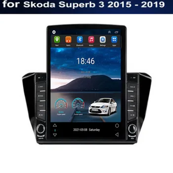 5G Android для Skoda Superb 3 2015 2016 2017 2018 2019-2022-2030 Автомобильный радиоприемник Tesla Type Мультимедийный видеоплеер Навигация GPS Изображение