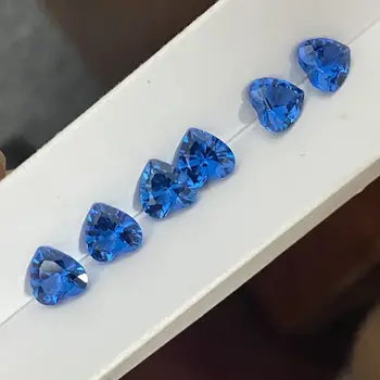 5x5 мм-10x10 мм Огранка в виде сердца 119# Корунд Синий сапфир Синтетические драгоценные камни Изображение