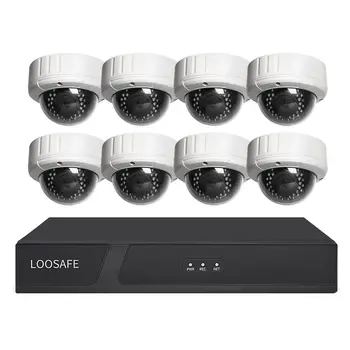 8-канальная камера Loosafe HD 8-Мегапиксельная Ip POE NVR Интеллектуальная камера безопасности Система видеонаблюдения Комплект купольного видеонаблюдения Изображение