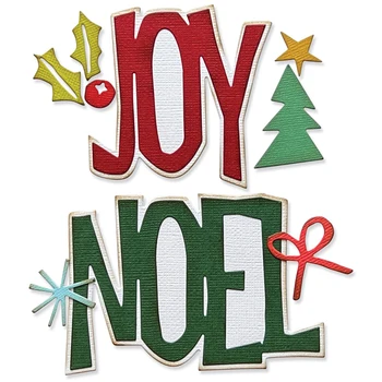 Christmas Joy Noel Word Штампы для резки металла для скрапбукинга, изготовления открыток, альбомов, поделок, трафаретного тиснения, украшения 2023 года Изображение