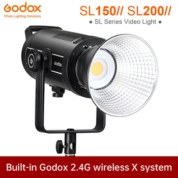 Godox SL150II SL200II светодиодный видеосвет 150 Вт 200 Вт Крепление Bowens Сбалансированный дневной свет 5600K 2.4 G Беспроводная система X для интервью Изображение