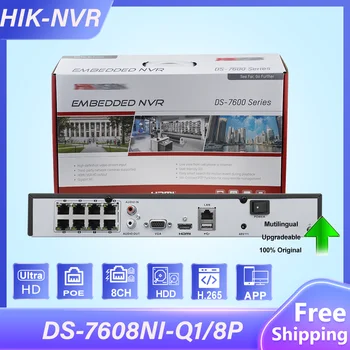 HIK 8-ch 1U 8 PoE 4K NVR DS-7608NI-Q1/8P Воспроизведение интерфейса 1 SATA Сетевой Видеомагнитофон Видеонаблюдения Для IP-Камеры APP Remote Изображение
