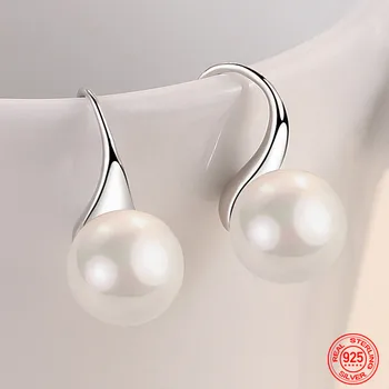 TIEYINY Серебряные серьги с жемчугом в виде капли воды из серебра 925 пробы для женщин, модные ювелирные изделия Изображение