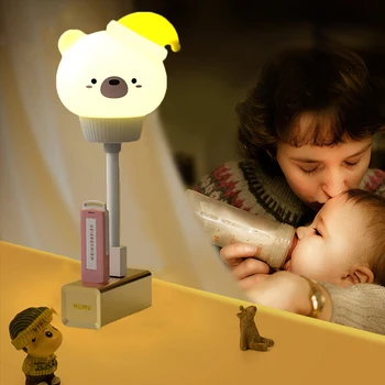 USB Мультяшный Милый ночник с дистанционным управлением, Декоративная лампа для кормления в детской спальне, прикроватная настольная лампа, Рождественские подарки для детей Изображение