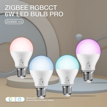 Zigbee 3.0 Gledopto RGBCCT 6 Вт Светодиодная Лампа Pro E26 / E27, Меняющая Цвет, Для Украшения помещений, Спальни, Гостиной, Кухни, Приложения Изображение