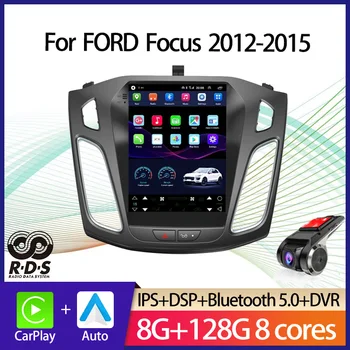 Автомобильная GPS-навигация Android в стиле Tesla для FORD Focus 2012-2015, автомагнитола, стерео, мультимедийный плеер с зеркальной ссылкой BT WiFi Изображение