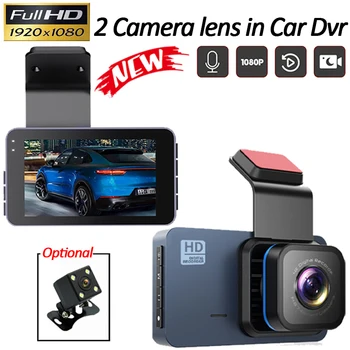 Автомобильная камера WIFI Dash Cam для видеомагнитофона 1080P, черный ящик, двухобъективный автомобильный видеорегистратор с камерой заднего вида, монитор парковки 24 часа в сутки Изображение