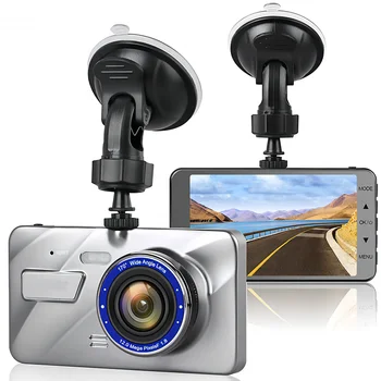 Автомобильный видеорегистратор 2 камеры Объектив полноэкранный дисплей для автомобиля HD широкоугольное видео заднего вида 24 часа 1080P автомобильный рекордер Изображение
