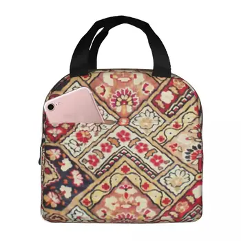 Антикварная французская термоизолированная сумка для ланча Aubusson, Изолированная сумка для бенто, Многоразовая изолированная сумка-холодильник, Ланч-бокс, Пляжная сумка Изображение
