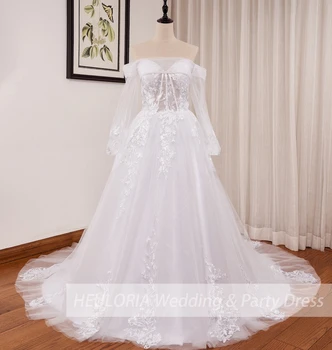 Бальное платье, свадебное платье с открытыми плечами, платье невесты, кружевные аппликации, vestido De Noiva, шлейф Невесты, Свадебное платье Невесты Изображение