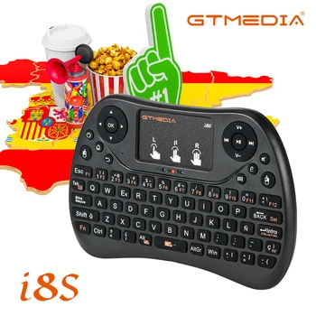Беспроводная клавиатура 2.4G С подсветкой, GTMEDIA i8S, Портативная Сенсорная панель Air Mouse на Испанском Португальском Языке, Для ноутбука Smart TV BOX Andorid Изображение
