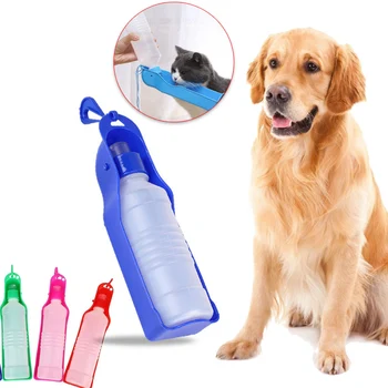 Бутылка для воды для поения на открытом воздухе, Складная бутылка для собак, Поилка, миска для поения домашних животных, для водных собак, Пластиковая Портативная Изображение