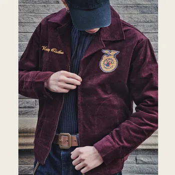 Вельветовая мужская рабочая куртка, модное пальто с вышивкой, мужская уличная военная тактическая куртка-бомбер, куртка пилота осень-зима Изображение