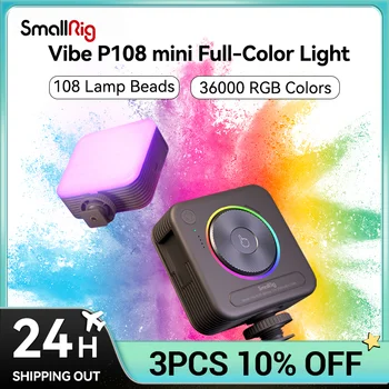 Видеосигнал SmallRig P108 RGB, портативная светодиодная подсветка камеры, 360-дюймовое полноцветное освещение для фотосъемки, встроенная аккумуляторная батарея емкостью 2500 мАч Изображение