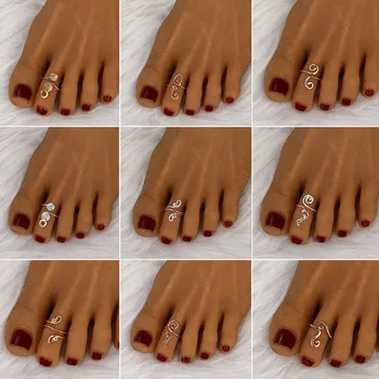 Геометрическое Пляжное Кольцо для ног, Металлическое кольцо с вырезом на кулак, Модное простое Кольцо для Ног, Ювелирные Аксессуары Изображение