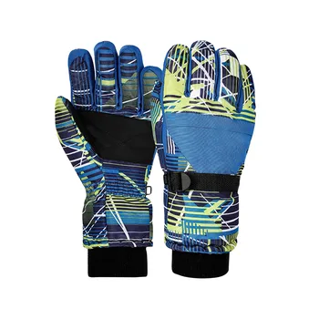 Детские зимние перчатки для горного сноуборда, водонепроницаемые и снегозащитные перчатки, ветрозащитные варежки для альпинизма детские перчатки Изображение