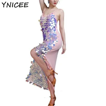 Женское длинное платье для танца живота с блестящими кисточками, карнавальная вечеринка, сценическое представление, рейв, облегающее платье Изображение