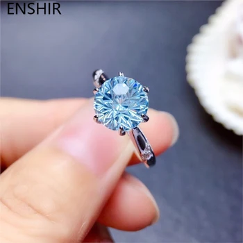 Женское Открытое кольцо ENSHIR с синим цирконием, новомодные Изысканные свадебные украшения и Аксессуары Изображение