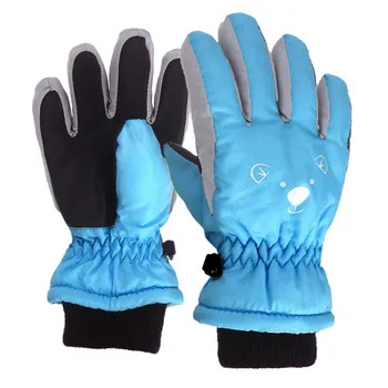 Зимние перчатки Для детей на открытом воздухе, мальчиков и девочек, Катающихся на коньках, Сноуборде, Ветрозащитных теплых лыжных перчаток, Ветрозащитных прочных лыжных перчаток с принтом Изображение