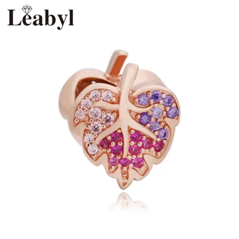 Классический амулет в виде листьев из розового золота Leabyl с разноцветными кристаллами для самостоятельного изготовления браслетов Изображение
