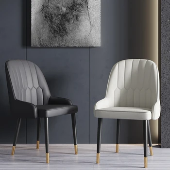 Кожаное Односпальное Современное кресло для отдыха Nordic White Game Мягкая Спинка Балконного кресла Queen-Size, Дизайнерские стулья Fauteuil для гостиной Изображение