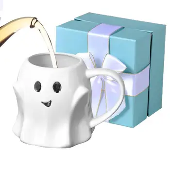 Кофейная чашка на Хэллоуин, Керамическая Кофейная чашка с изображением призрака, Креативная чашка, посуда для чая, кофе с молоком Для офисов, школьного общежития Изображение