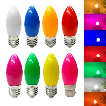 Красочная светодиодная Лампа E27 B22 2 Вт RGB Светодиодная Лампа C35 Светодиодная свеча 9 Цветов SMD 2835 AC 110V 220V Глобусная Лампа Холодного / Теплого Белого цвета Изображение