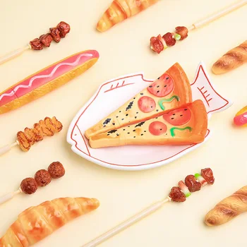 Креативная имитация шариковых ручек для пиццы с магнитной наклейкой в форме хлеба на холодильник, детские Корейские канцелярские принадлежности, школьные принадлежности Изображение