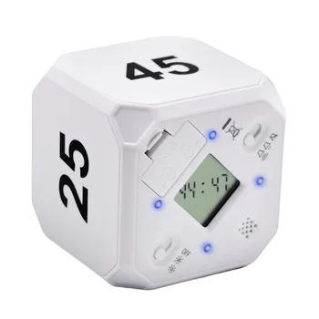 Кухонный таймер с кубическим таймером, датчик силы тяжести, таймер медитации с откидным механизмом для управления временем и обратного отсчета 5-15-25-45 минут (белый) Изображение