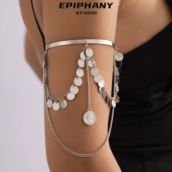 Металлическая цепочка в этническом стиле, панк-кольцо с кисточкой, браслет на руку, ювелирные изделия для женщин, бесплатная доставка товаров Изображение