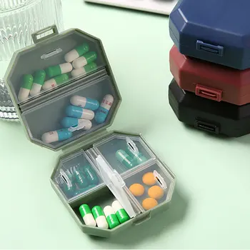 Мини Портативный футляр-органайзер для таблеток с 6 сетчатыми отделениями, дорожная коробочка для таблеток, дозатор в скандинавском стиле, коробки для лекарств, аптечка для раздачи Изображение