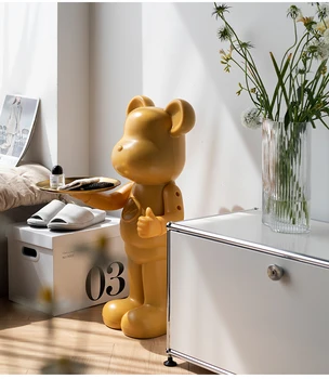 Мишка в скандинавском дизайне, пластиковый кофейный столик для детей, детский поднос для хранения, столик для гостиной, кабинета, Современный полиэтилен из нержавеющей стали Изображение
