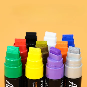Набор акриловых фломастеров 10 цветов, 15-миллиметровый фломастер, водонепроницаемая и устойчивая к солнцу детская специальная кисть для рисования граффити, сделанная вручную Изображение