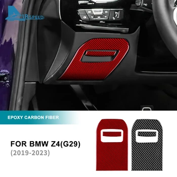 Наклейка из настоящего углеродного волокна для BMW Z4 G29 2019 2020 2021 2022 2023, Коробка для хранения Водительского сиденья, Аксессуары для внутренней отделки Изображение