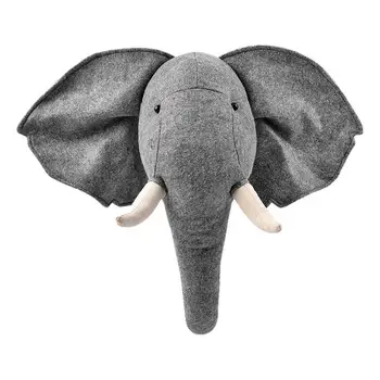 Настенное крепление в виде головы животного в 3D-виде Слона, Мягкие Игрушки для детей, Аксессуары для украшения дома в детской комнате, Подарки на День рождения Изображение