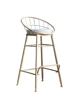 Новейший скандинавский барный стул из кованого железа, барный стул gold home, высокий стул, современный обеденный стул, металлический передний барный стул Изображение