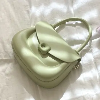 Новые однотонные седельные сумки для женщин 2023 Модная роскошная сумка через плечо большой емкости для девочек Сумка-тоут для покупок Изображение