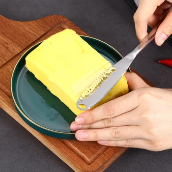 Отверстия для ножа для масла, десертный нож для сыра, нож для варенья из нержавеющей стали, столовые приборы, салфетка для тостов, крем для хлеба, резак для сыра, кухонные инструменты Изображение
