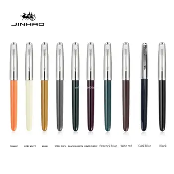 Перьевая ручка с серебряным зажимом в стиле Jinhao-86, перо 0,38 мм, ручки с серебряным колпачком, канцелярские принадлежности, подарок для школьников, прямая поставка Изображение