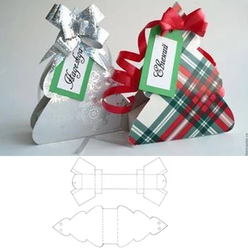 Подарочная коробка в виде рождественской елки Металлические режущие штампы Трафарет для скрапбукинга для бумажных поделок DIY Изображение