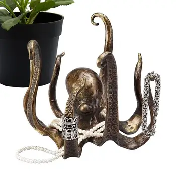 Подстаканник с осьминогом, подстаканник для эспрессо, подставка для кружки, подвесной держатель для чайной чашки, статуэтка осьминога из смолы в винтажном стиле, настольная статуэтка из смолы Изображение